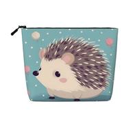 Dwvtfsm Hedgehog Polkadot Borsa per il trucco da donna, in lino impermeabile, organizer per cosmetici da viaggio, leggera, con cerniera, organizer per pennelli da trucco