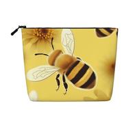Dwvtfsm Honey Bee2 - Trousse per trucchi da donna, impermeabile, in lino, organizer per cosmetici, leggera, con cerniera, organizer per pennelli da trucco