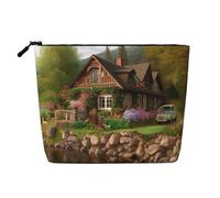 Dwvtfsm Lakeside Cottage - Trousse per trucchi da donna, impermeabile, in lino, da viaggio, leggera, con cerniera, organizer per pennelli da trucco