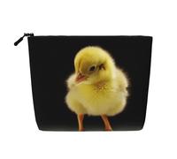 Dwvtfsm Little Yellow Chicken Makeup Bag per le donne, impermeabile in lino da viaggio, organizer per cosmetici leggero con cerniera, borsa da toeletta da viaggio organizer per pennelli da trucco