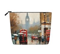 Dwvtfsm London Impression - Trousse per trucchi da donna, impermeabile, in lino, da viaggio, leggera, con cerniera, organizer per pennelli da trucco