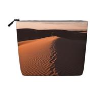 Dwvtfsm Lonely Shadow On The Desert Makeup Bag per donne, impermeabile in lino da viaggio, organizer leggero con cerniera, borsa da toeletta da viaggio organizer per pennelli da trucco