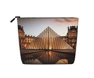 Dwvtfsm Louvre Museo di Parigi borsa per il trucco per le donne, impermeabile lino viaggio cosmetici organizzatore leggero cerniera viaggio toilette borsa organizzatore pennelli trucco borsa di