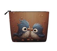 Dwvtfsm Love Birdie - Trousse per il trucco da donna, impermeabile, in lino, da viaggio, leggera, con cerniera, organizer per pennelli da trucco