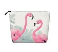 Dwvtfsm Love Flamingo Borsa per il trucco da donna, impermeabile, in lino, organizer per cosmetici da viaggio, leggera, con cerniera, organizer per pennelli da trucco