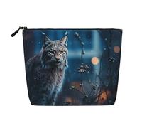 Dwvtfsm Lynx - Trousse da donna, impermeabile, in lino, da viaggio, leggera, con cerniera, per articoli da toeletta e pennelli da trucco