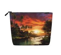 Dwvtfsm Mysterious Tropical Style Makeup Bag per le donne, impermeabile lino viaggio cosmetici organizzatore leggero cerniera viaggio toilette borsa organizzatore pennelli trucco borsa di