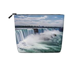 Dwvtfsm Niagara Falls - Trousse per trucchi da donna, impermeabile, in lino, organizer per cosmetici, leggera, con cerniera, organizer per pennelli da trucco