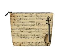 Dwvtfsm Note musicali su vecchia borsa per il trucco di carta per le donne, organizer da viaggio in lino impermeabile leggero con cerniera borsa da toilette organizer per pennelli da trucco borsa