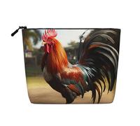 Dwvtfsm Orgoglioso gallo borsa per il trucco da donna, impermeabile, in lino, organizer per cosmetici da viaggio, leggero, con cerniera, organizer per pennelli da trucco