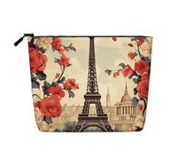 Dwvtfsm Paris - Trousse vintage floreale da donna, organizer per cosmetici da viaggio, in lino, impermeabile, leggera, con cerniera, organizer per pennelli da trucco