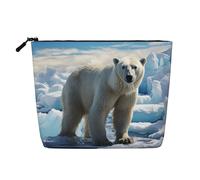 Dwvtfsm Polar Bear Ice Makeup Bag per donne, impermeabile, in lino, organizer per cosmetici, organizer leggero con cerniera, borsa da toeletta da viaggio organizer per pennelli da trucco