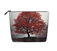 Dwvtfsm Red Tree - Borsa per il trucco da donna, impermeabile, in lino, organizer per cosmetici, leggera, con cerniera, organizer per pennelli da trucco