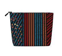 Dwvtfsm Righe e file di stelle borsa per il trucco per le donne, impermeabile lino viaggio cosmetici organizzatore leggero cerniera viaggio toilette borsa organizer pennelli trucco borsa portaoggetti