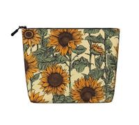 Dwvtfsm Romantico girasoli borsa trucco per le donne, impermeabile lino viaggio cosmetici organizzatore leggero cerniera viaggio toilette borsa organizzatore pennelli trucco borsa di immagazzinaggio