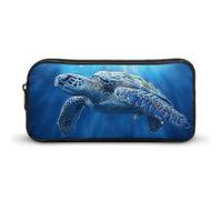 DWVTFSM Seaturtles - Astuccio per matite e penne, grande capacità, colore: blu scuro, grazioso astuccio per trucchi e cosmetici, per donne e uomini