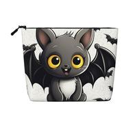 Dwvtfsm Simpatica borsa per il trucco a forma di pipistrello, da donna, impermeabile, in lino, organizer per cosmetici, leggera, con cerniera, organizer per pennelli da trucco