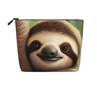 Dwvtfsm Simpatica borsa per il trucco con bradipo per donne, organizer da viaggio in lino impermeabile leggero con cerniera borsa da toeletta organizer per pennelli da trucco