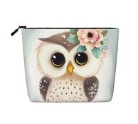 Dwvtfsm Simpatico gufo con fiori borsa per il trucco per le donne, impermeabile in lino da viaggio, organizer leggero con cerniera, borsa da toilette da viaggio organizer per pennelli da trucco