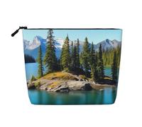 Dwvtfsm Spirit Island In Lake Beauty case da donna, impermeabile, in lino, organizer per cosmetici da viaggio, leggero, con cerniera, organizer per pennelli da trucco