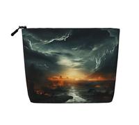 Dwvtfsm Stormy Sky, trousse da donna, impermeabile, in lino, organizer per cosmetici, leggera, con cerniera, organizer per pennelli da trucco