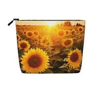 Dwvtfsm Sunshine - Trousse per trucchi da donna, impermeabile, in lino, da viaggio, leggera, con cerniera, organizer per pennelli da trucco