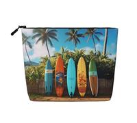 Dwvtfsm Surf'S Up - Borsa da trucco per tavola da surf, da donna, impermeabile, in lino, organizer per cosmetici, leggera, con cerniera, organizer per pennelli da trucco