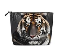 Dwvtfsm Tiger At Rest, trousse per trucchi da donna, impermeabile, in lino, organizer per cosmetici, leggera, con cerniera, organizer per pennelli da trucco