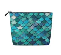 Dwvtfsm Trousse da trucco a forma di sirena, da donna, impermeabile, in lino, organizer per cosmetici, leggera, con cerniera, organizer per pennelli da trucco