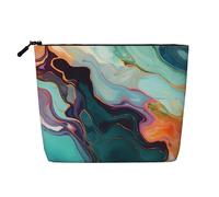 Dwvtfsm Trousse da viaggio in marmo colorato per donne, impermeabile, in lino, organizer per cosmetici, leggera, con cerniera, organizer per pennelli da trucco