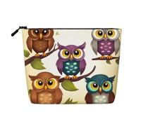 Dwvtfsm Trousse per trucchi da donna, con gufi, in lino, impermeabile, da viaggio, leggera, con cerniera, organizer per pennelli da trucco