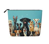 Dwvtfsm Un grande gruppo di cani borsa per il trucco per le donne, impermeabile lino viaggio cosmetici organizzatore leggero cerniera viaggio toilette borsa organizzatore pennelli trucco borsa di