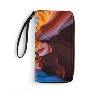 DWVTSLH Antelope Canyon - Portafogli lunghi in pelle con cerniera, per uomini e donne, porta carte di credito con cavo, essenziali per viaggi, ufficio e shopping