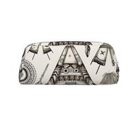 DWVTSLH Astuccio con piume e fascia per la testa della tenda Teepee Astuccio per matite di grande capacità in pelle borsa per cosmetici da ufficio organizer da scrivania portamonete portatile con