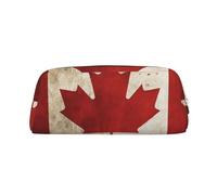DWVTSLH Astuccio in pelle con bandiera del Canada retrò, grande capacità, per cosmetici, ufficio, scrivania, portamonete, portatile, con cerniera, per viaggi all'aperto, Oro, One Size