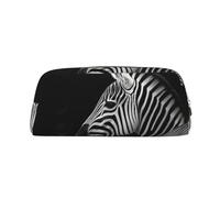 DWVTSLH Astuccio nero e bianco zebrato di grande capacità astuccio in pelle per cosmetici da ufficio organizer da scrivania portamonete portatile con cerniera borsa da toilette per viaggi all'aperto