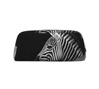 DWVTSLH Astuccio nero e bianco zebrato di grande capacità astuccio in pelle per cosmetici da ufficio organizer da scrivania portamonete portatile con cerniera borsa da toilette per viaggi all'aperto