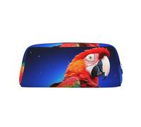 DWVTSLH Astuccio per matite a forma di pappagallo, grande capacità, in pelle, per cosmetici, organizer da scrivania, portamonete, portatile, con cerniera, per viaggi all'aperto, Argento, One Size
