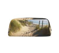 DWVTSLH Astuccio per matite a tema spiaggia Astuccio per matite di grande capacità in pelle borsa per cosmetici da ufficio organizer da scrivania portamonete portatile con cerniera borsa da toilette