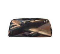 DWVTSLH Astuccio per matite con aeromobili della guerra mondiale, grande capacità, in pelle, organizer da scrivania, portamonete, portatile, con cerniera, per viaggi all'aperto, Oro, One Size