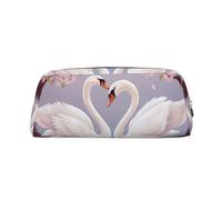 DWVTSLH Astuccio per matite con cigni bianchi con albero floreale, grande capacità, in pelle, organizer da scrivania, portamonete, portatile, con cerniera, per viaggi all'aperto, Oro, One Size