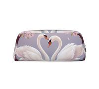 DWVTSLH Astuccio per matite con cigni bianchi con albero floreale, grande capacità, in pelle, organizer da scrivania, portamonete, portatile, con cerniera, per viaggi all'aperto, Argento, One Size