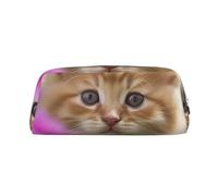 DWVTSLH Astuccio per matite con gatto carino astuccio grande capacità astuccio in pelle borsa cosmetica ufficio scrivania organizer portamonete portatile cerniera borsa da toilette per viaggi