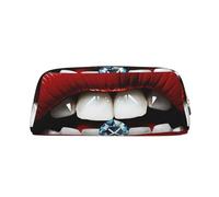 DWVTSLH Astuccio per matite con labbra rosse con diamante, grande capacità, in pelle, organizer da scrivania, portamonete, portatile, con cerniera, per viaggi all'aperto, Oro, One Size