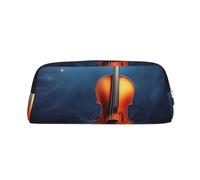 DWVTSLH Astuccio per matite con poster di violino, astuccio per matite di grande capacità, in pelle, organizer da scrivania, portamonete, portatile, con cerniera, per viaggi all'aperto, Argento, One