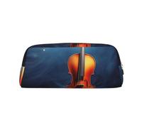 DWVTSLH Astuccio per matite con poster di violino, astuccio per matite di grande capacità, in pelle, organizer da scrivania, portamonete, portatile, con cerniera, per viaggi all'aperto, Oro, One Size