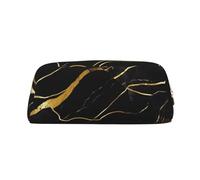 DWVTSLH Astuccio per matite con texture in marmo nero e oro, astuccio per matite di grande capacità, borsa per cosmetici, organizer da scrivania per ufficio, portamonete, portatile, con cerniera, per