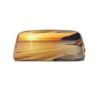DWVTSLH Astuccio per matite con tramonto sul mare, astuccio in pelle di grande capacità, borsa per cosmetici, organizer da scrivania per ufficio, portamonete, portatile, con cerniera, per viaggi