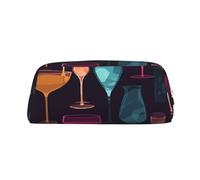 DWVTSLH Astuccio per matite e occhiali da cocktail di grande capacità, in pelle, per cosmetici, organizer da scrivania, portamonete, portatile, con cerniera, per viaggi all'aperto, Argento, One Size