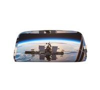 DWVTSLH Astuccio portamatite con immagine della stazione spaziale internazionale, astuccio in pelle per cosmetici, organizer da scrivania per ufficio, portamonete, portatile, con cerniera, per viaggi